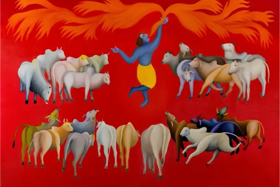 Krishna eating the fire (Manjit Bawa)