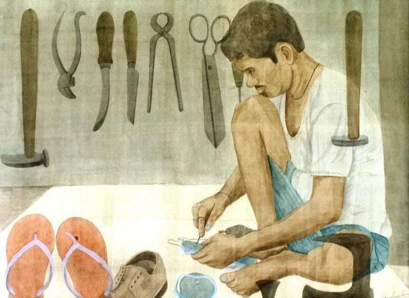 Mochi, an original watercolour figurative painting by Gulab Kapadiya